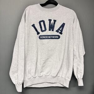 Vintage unisex Large Iowa Donor network athletic style sweatshirt grey blue